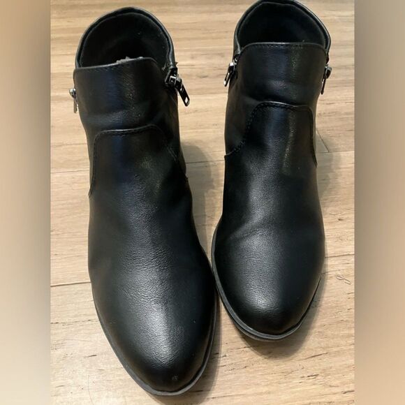 Sun+Stone black leather double zip ankle boots women size 8 - Picture 5 of 8